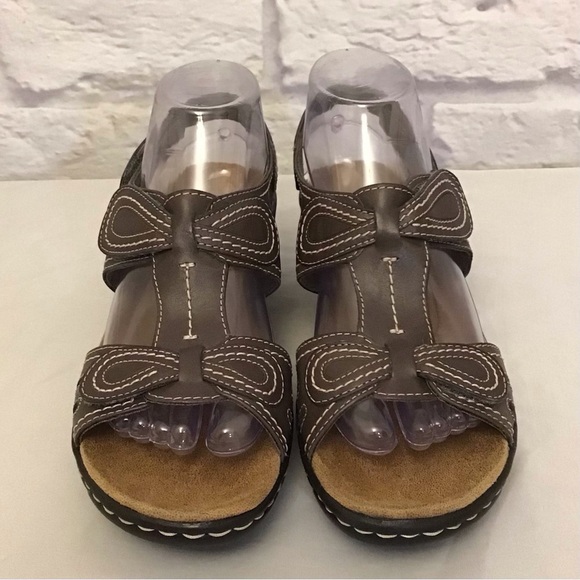 Clarks 8 Lexi Q Walnut Women’s Leather Footbed Sandals Brown Comfort Shoes - Picture 4 of 12
